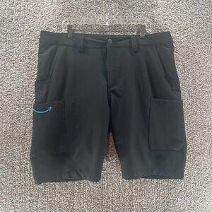 Amazon Shorts Mens‎ Extra Large Black Employee Uniform Cargo Pockets Logo Work